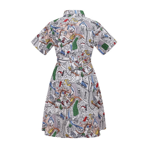 Mädchen Sommerkleid mit Dorfmuster